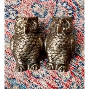 Vintage Brass Owl Salt & Pepper Shakers